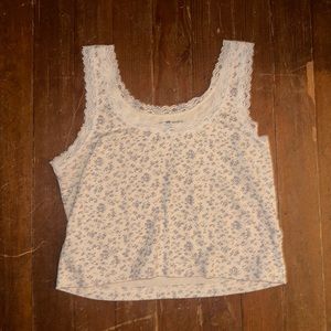 Brandy Melville floral cotton tank top with lace